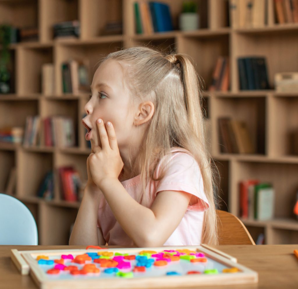 Child speech therapy session supporting communication and language development